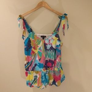 J. Crew Tie Top Peplum Tank Multi Tropical - 4